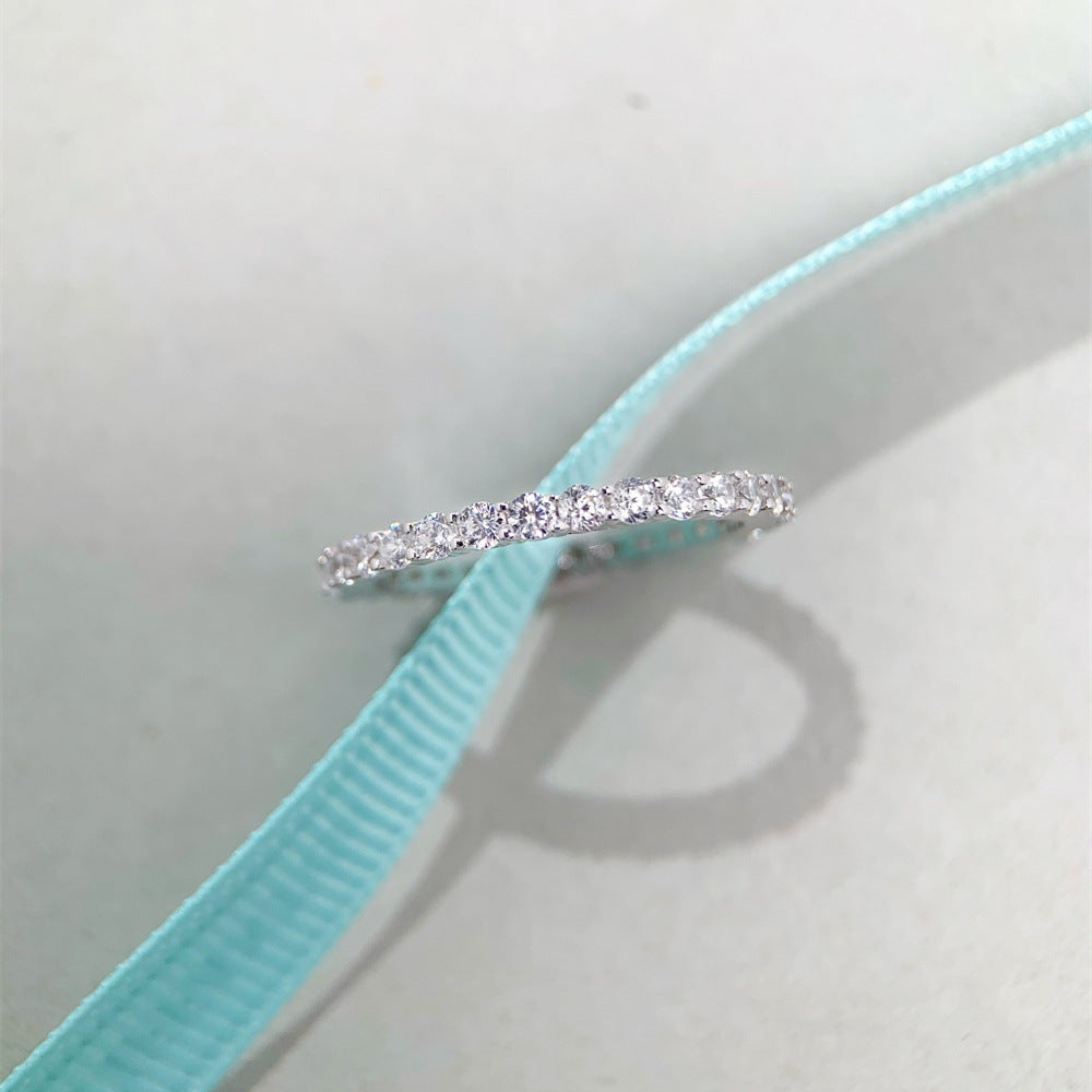 High carbon diamond s925 sterling silver ring, diamond gemstone zircon ring