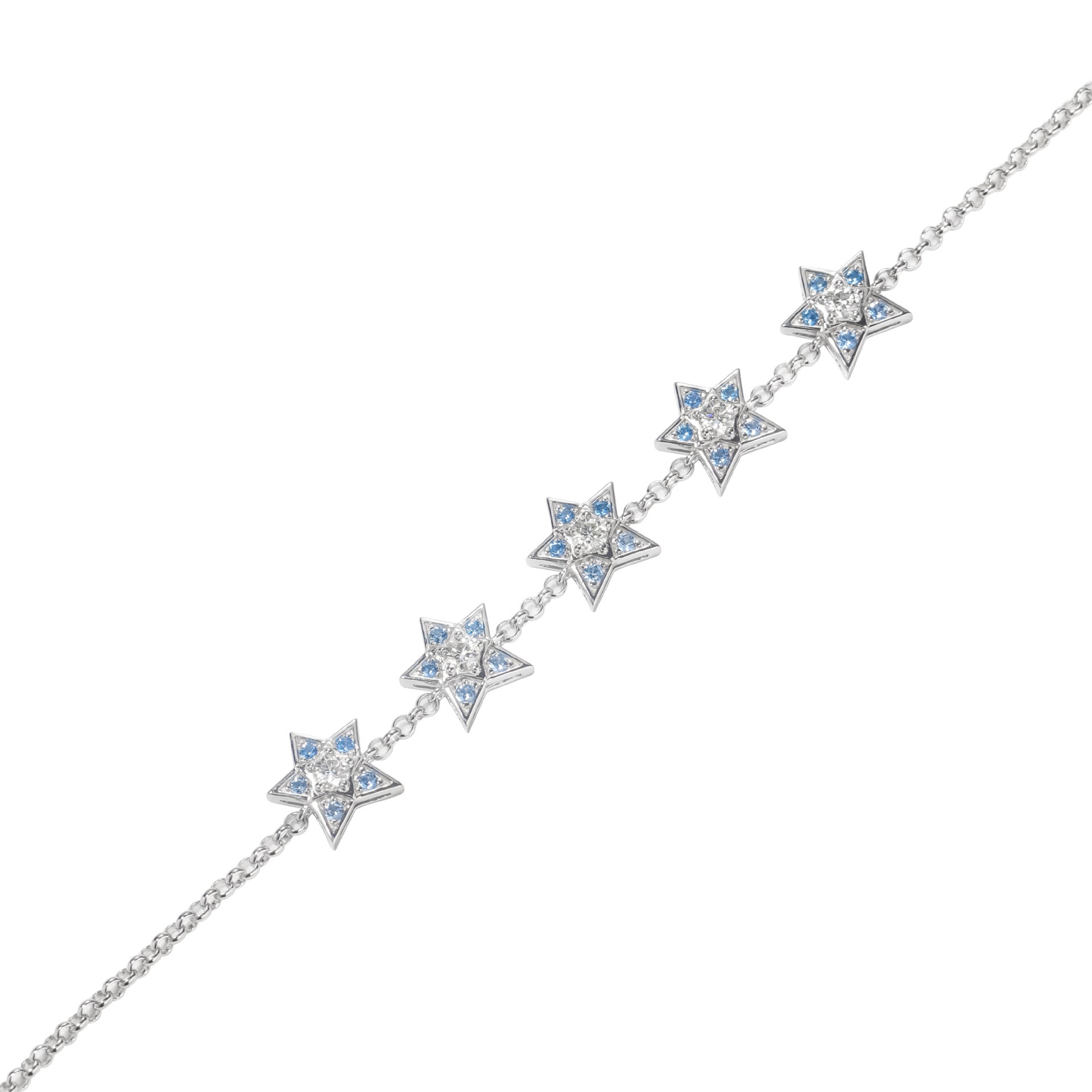 925 silver-studded gem five-pointed star bracelet