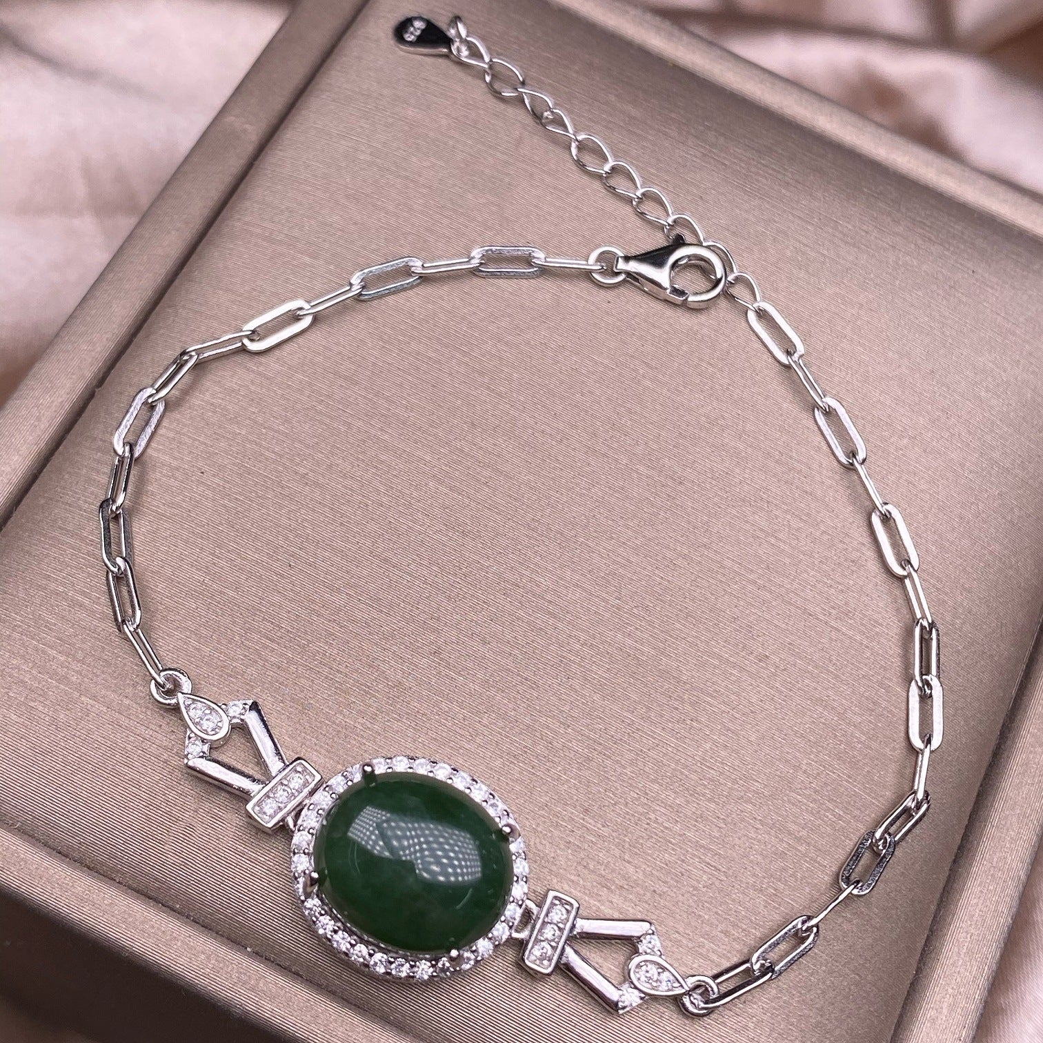 Aquamarine Hotan Jasper Bracelet s925 silver inlaid with  jewelry