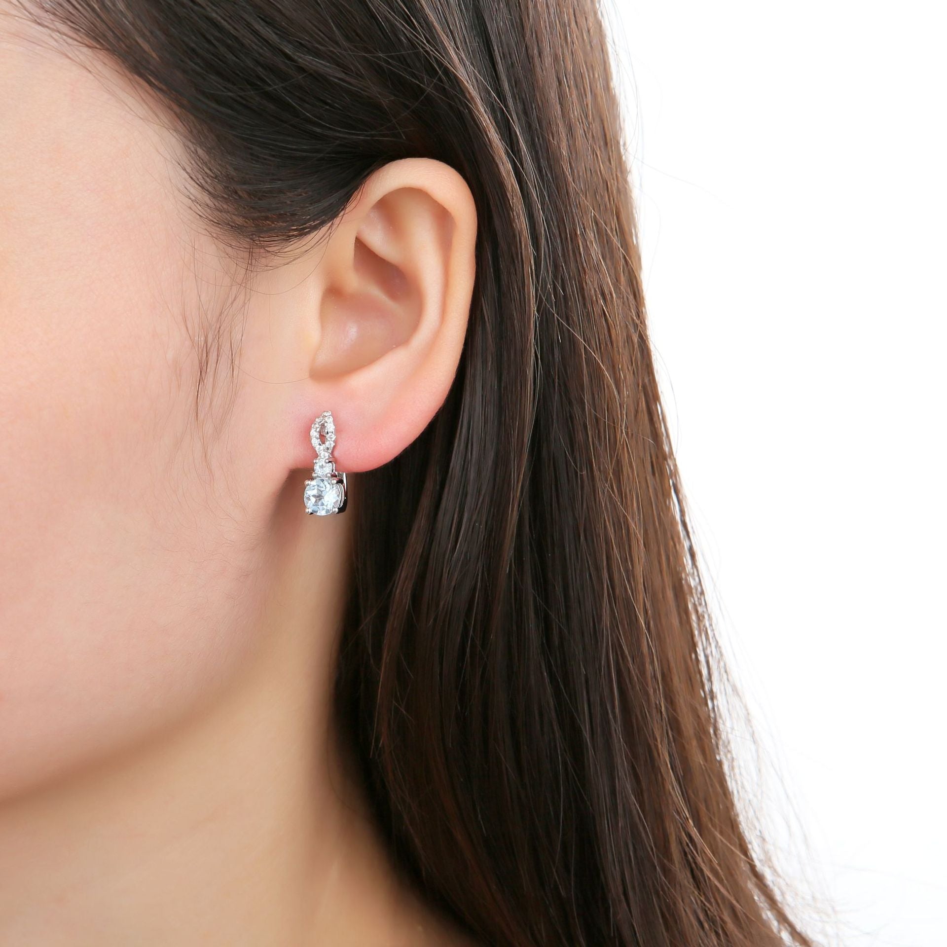 Natural Stone Earrings European and American Retro Inlaid Gemstone S925 Silver Topaz Earrings Studs