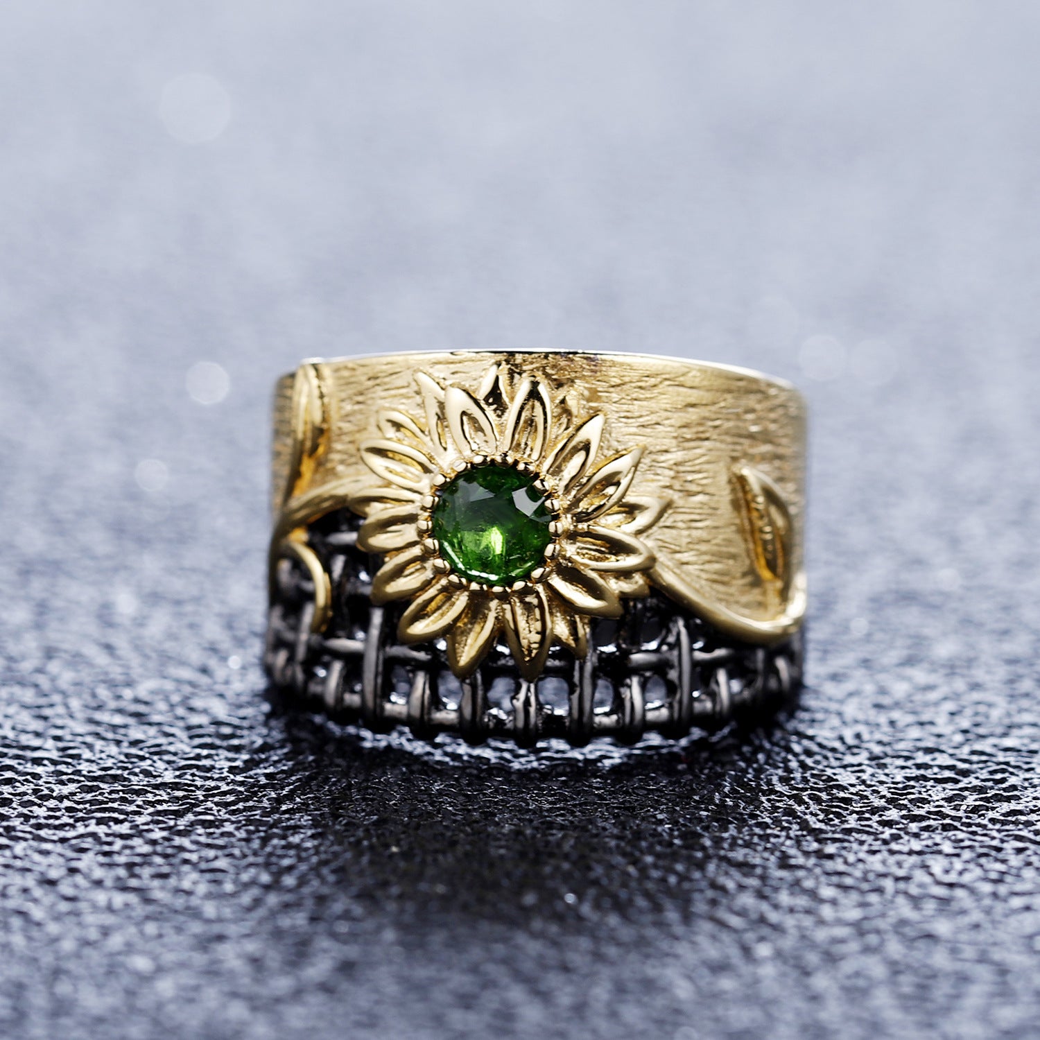 Italian craft designer ring in ancient style other shore flower design 925 silver natural amethyst ring