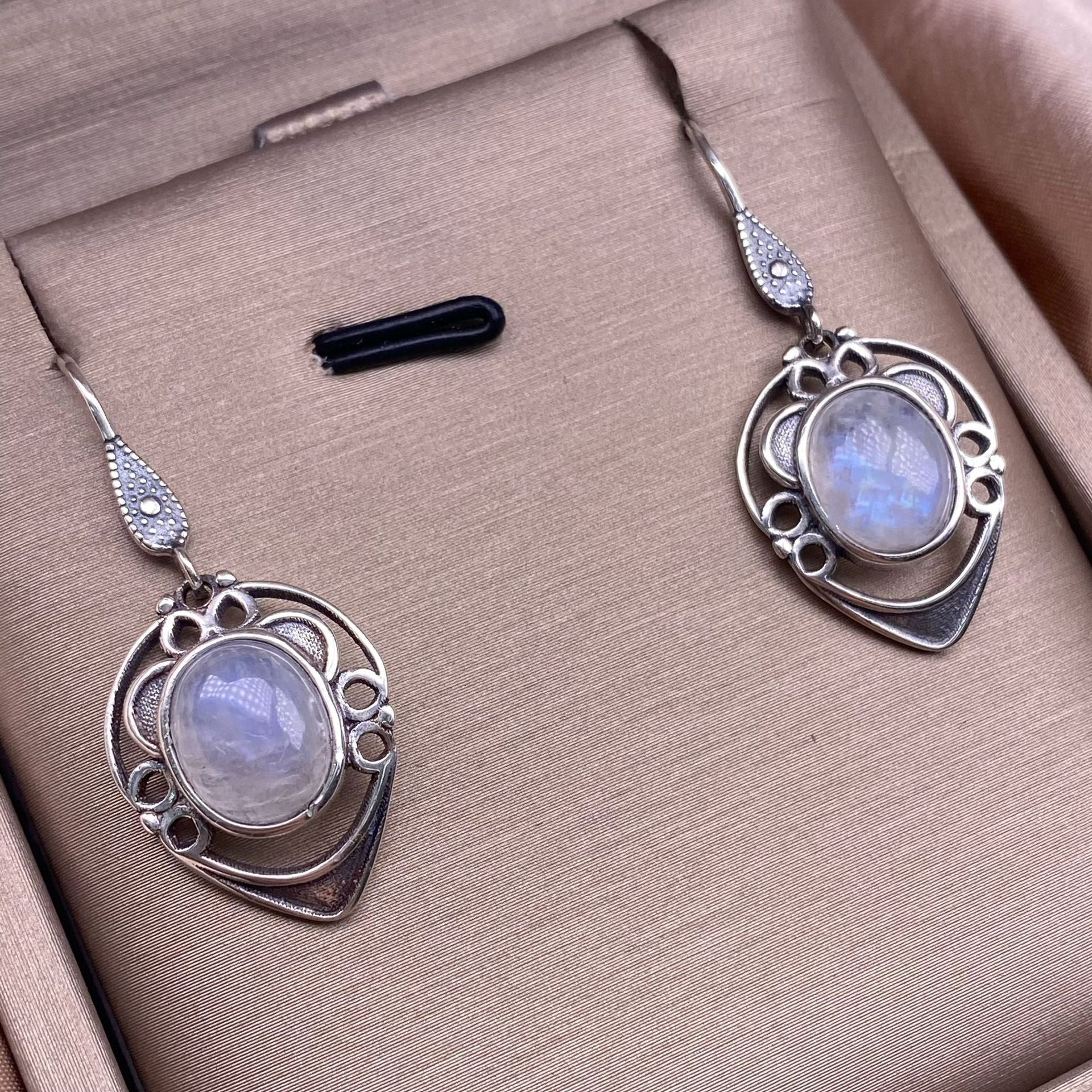 Aquamarine Moonstone Earrings S925 Silver Inlaid Vintage Silver Ear Hook