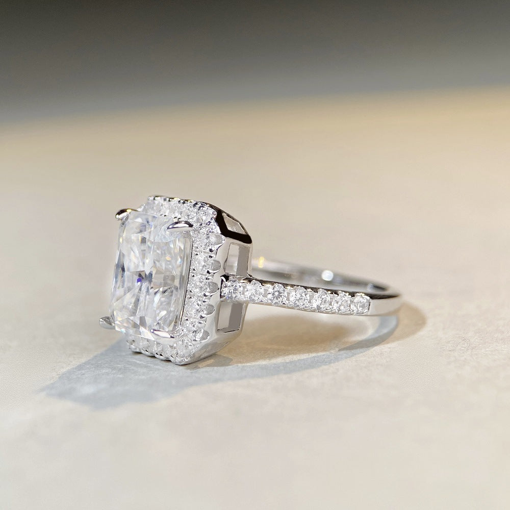 S925 Sterling Silver Reddian Che Moissanite Ring 3 Carat D Color Ring