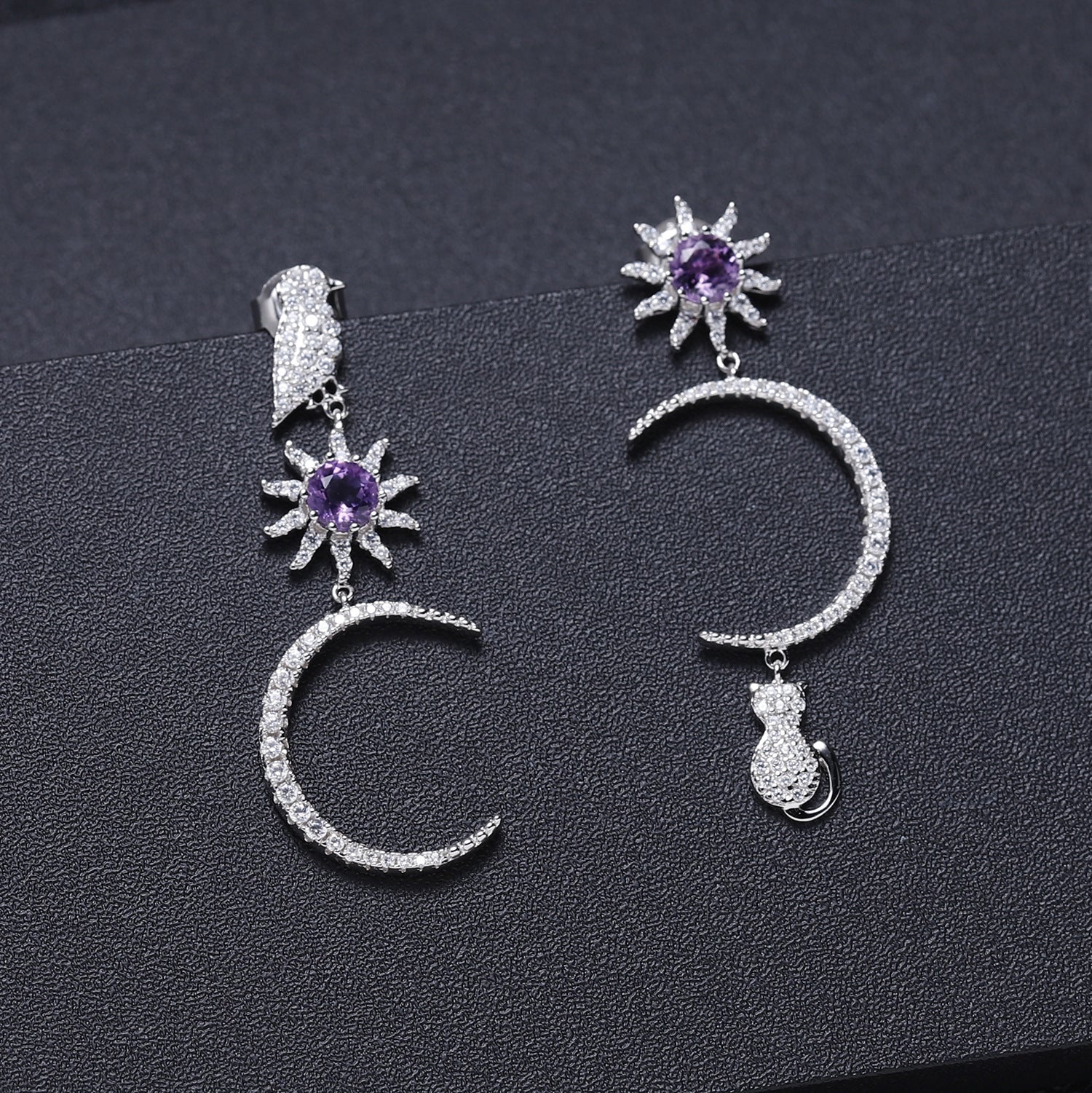 Designer style earrings s925 silver inlaid gemstone natural amethyst earrings earrings
