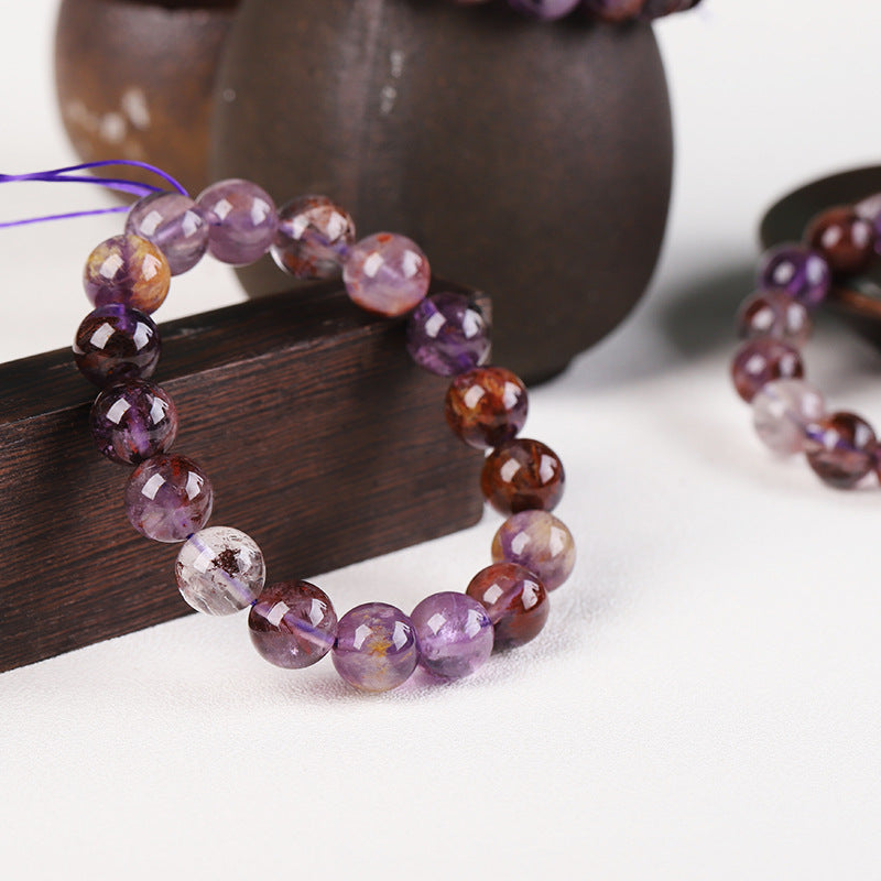 Amazon.com: Natural Purple Phantom Quartz Crystal Round Bead Bracelet 8mm:  Clothing, Shoes & Jewelry