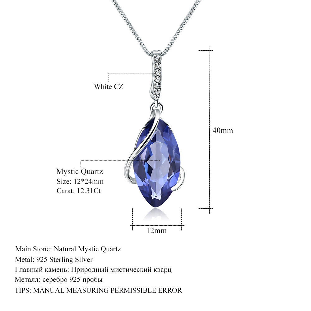 Design Sense Colorful Gemstone Crystal Necklace Luxury Retro Fashion s925 Silver Inlaid Colorful Treasure Necklace Pendant