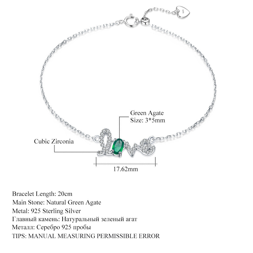 Luxury natural amethyst bracelet female s925 sterling silver LOVE letter bracelet