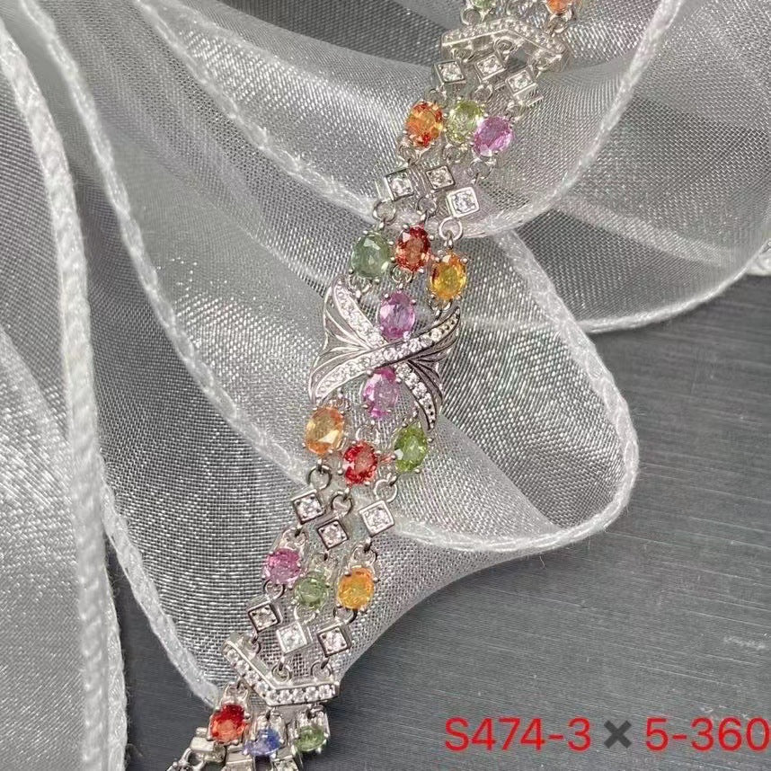 Natural color sapphire bracelet wide butterfly design sense bracelet