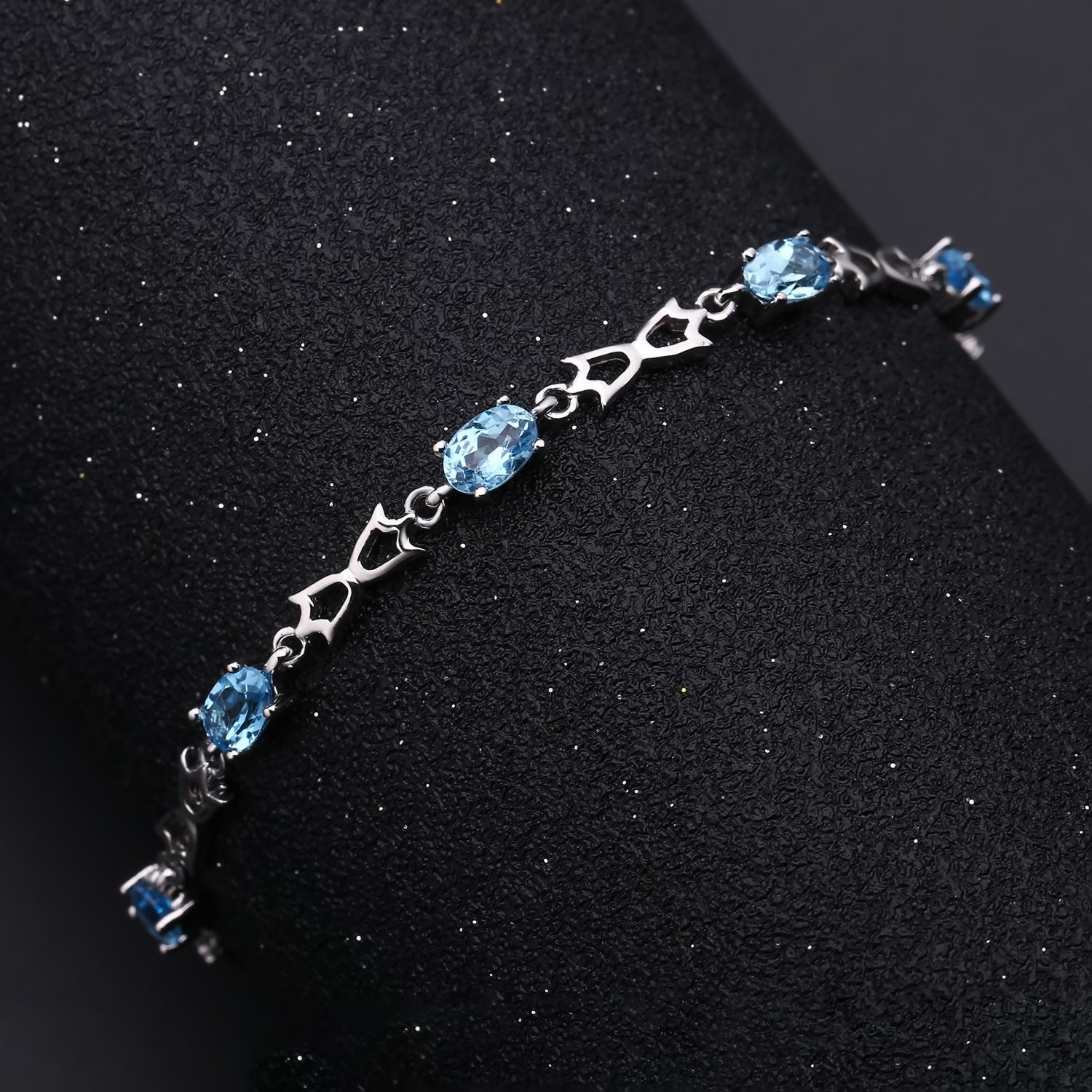 New Natural Topaz Bracelet with European and American Style Design Sense s925 Silver Inlaid Natural Colorful Treasure Bracelet