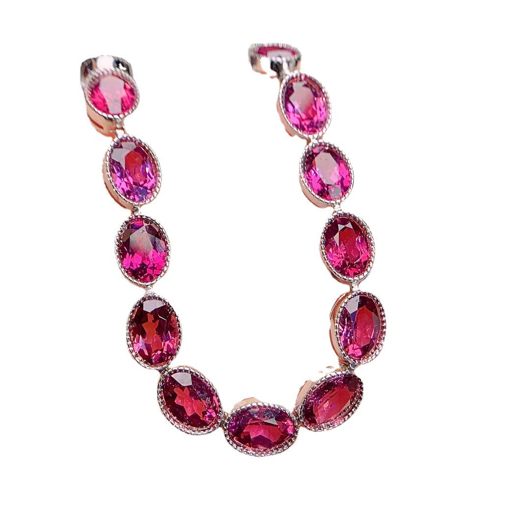 Natural garnet bracelet S925 silver inlaid main stone 6*8 selling