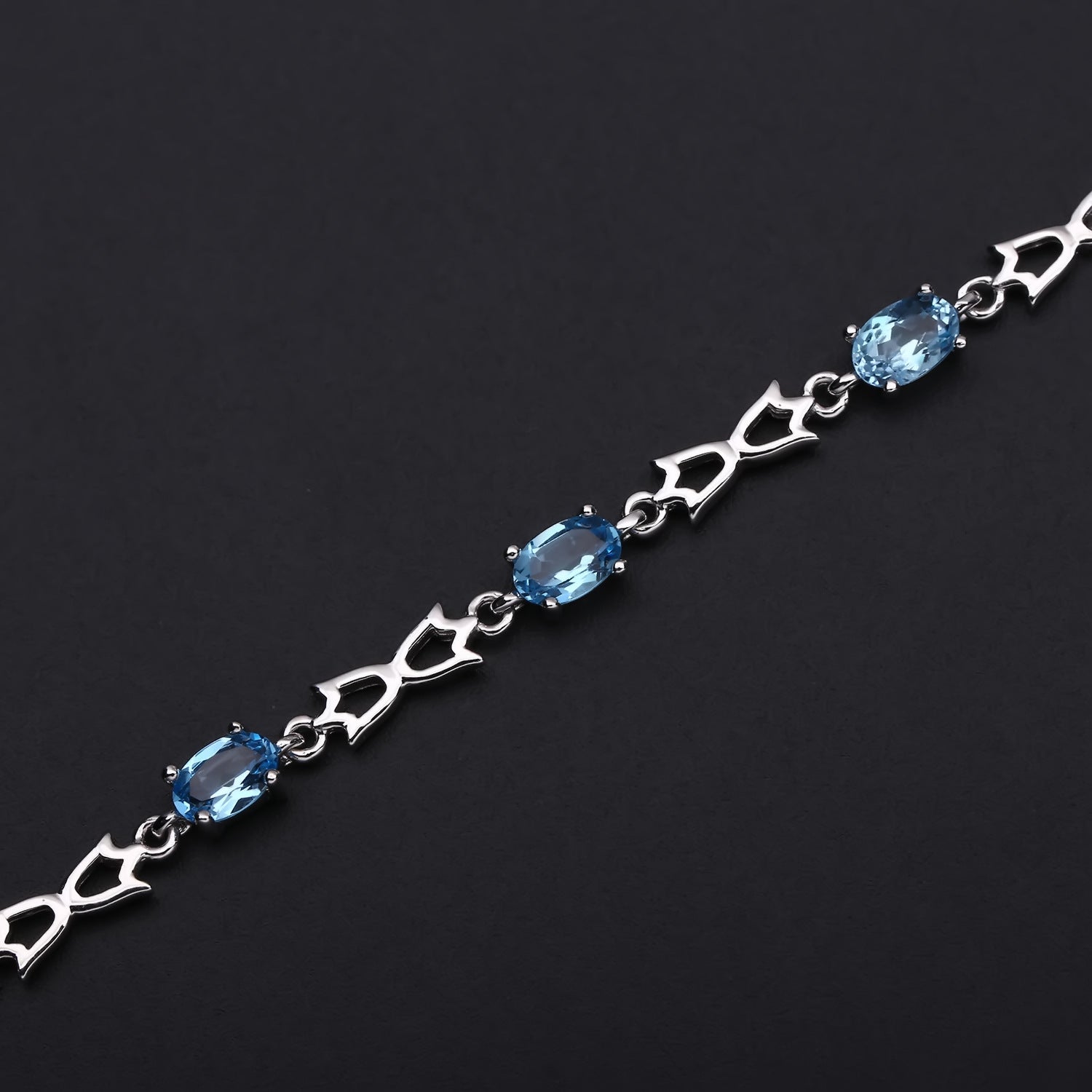 New Natural Topaz Bracelet with European and American Style Design Sense s925 Silver Inlaid Natural Colorful Treasure Bracelet