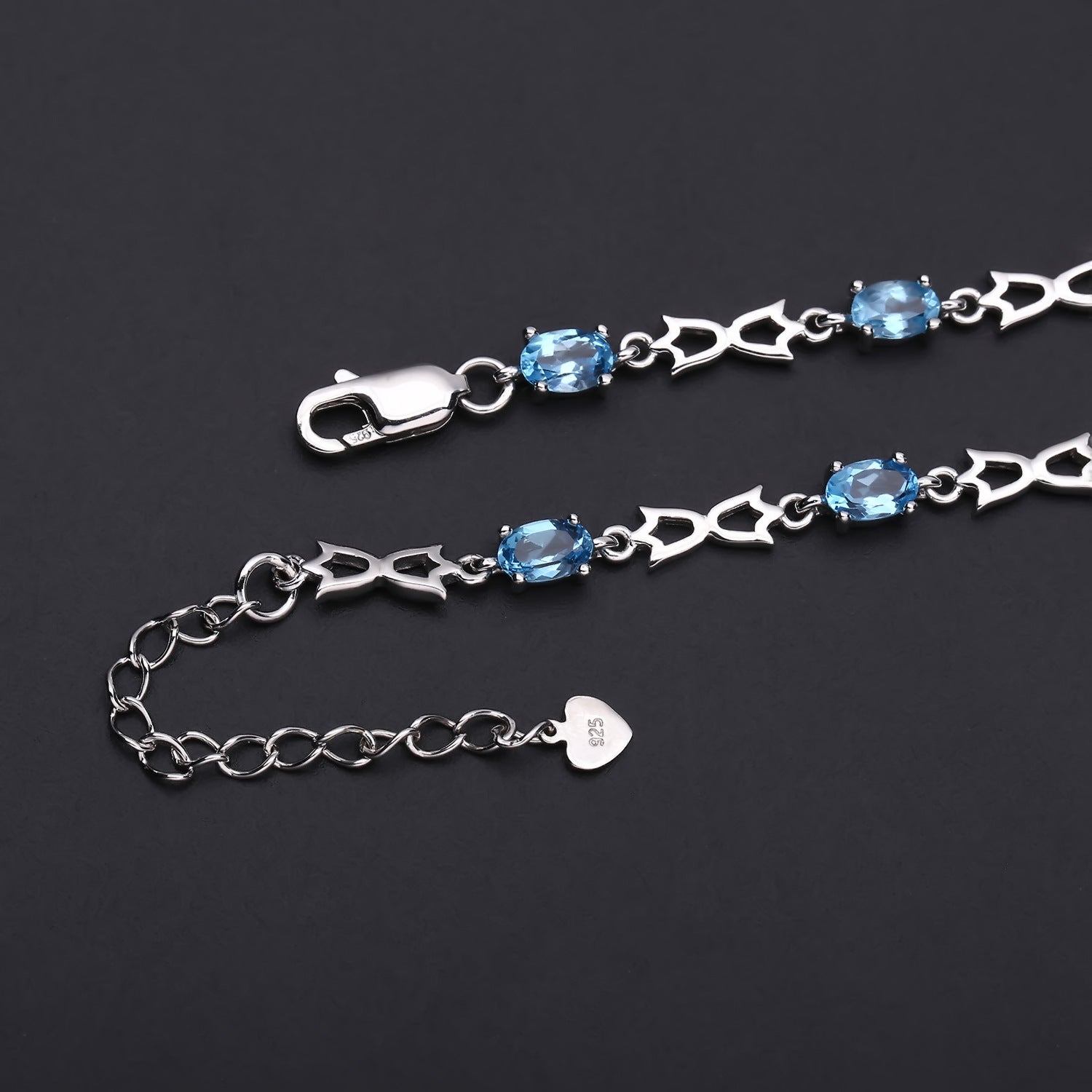 New Natural Topaz Bracelet with European and American Style Design Sense s925 Silver Inlaid Natural Colorful Treasure Bracelet